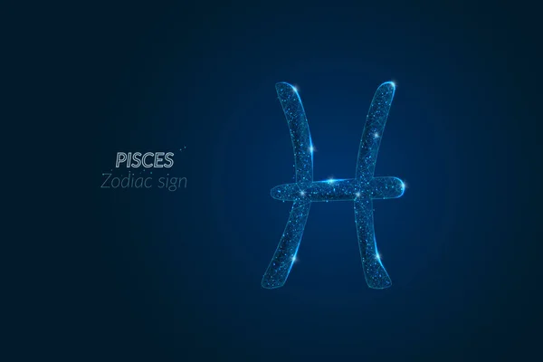 Abstract futuristic image of pisces zodiac sign. Astrological horoscope characteristic. Polygonal vector illustration looks like stars in the blask night sky in spase. Digital low poly design. — Stock Vector