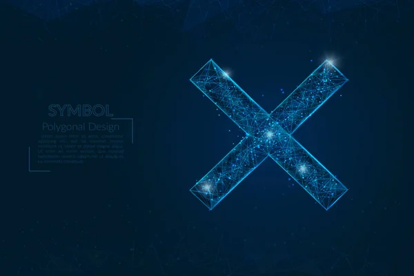 Bir çarpma işaretinin soyut mavi görüntüsü. Çokgen çizimler, gece gökyüzündeki yıldızlara benzer. Ya da cam kırıklarına. Web sitesi, web, internet için dijital tasarım.
