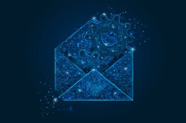 Bir mektubun, postanın ya da mesaj etkileşiminin, iş dünyasının, bağlantının soyut izole görüntüsü. Çokgen illüstrasyon, gece gökyüzündeki yıldızlara benzer. Ya da cam kırıklarına..