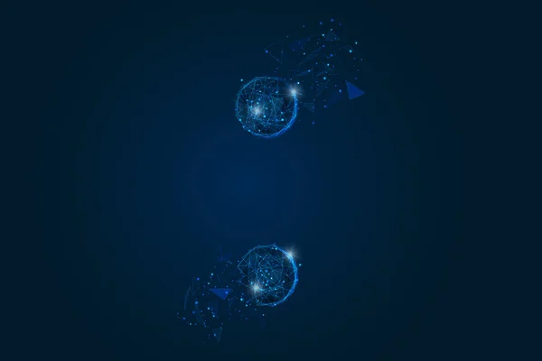 Abstrato imagem azul isolada de um sinal de cólon. Ilustração poligonal se parece com estrelas no céu noturno blask em espasmos ou cacos de vidro voador. Design digital para website, web, internet. —  Vetores de Stock