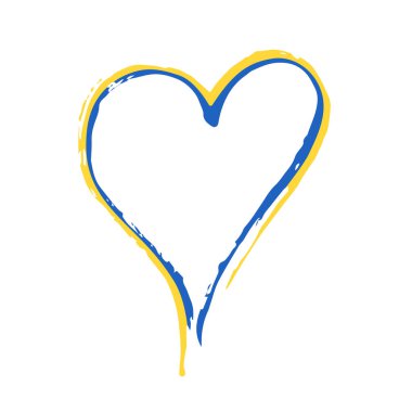 Ukrayna kavramı için dua et. Ukrayna 'yı kurtar ve ben Ukrayna' yı destekliyorum. Ukrayna 'nın kalp şeklinde bayrağı. Vektör İllüstrasyonu beyaza izole edildi