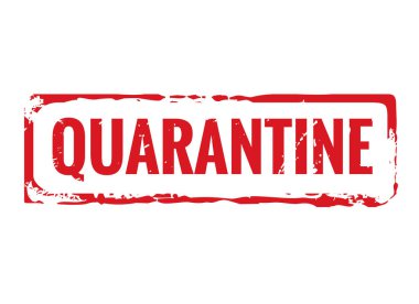 Red grunge stamp and text quarantine. Vector Illustration.