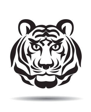 King Tiger Head and Logo Icon. Vector Illustration.