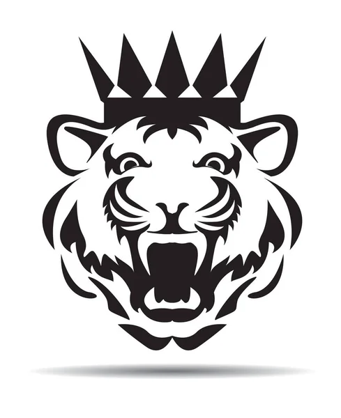 Wild Tiger Head Crown Vector Illustration Logo — Vetor de Stock