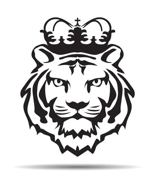 Wild Tiger Head Crown Vector Illustration Logo — Vetor de Stock