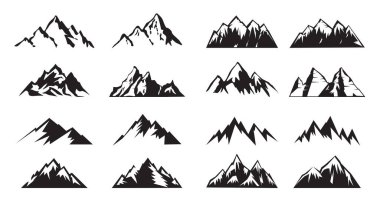 Montain özet resimlerini ayarla. Vektör İllüstrasyon ve logo.