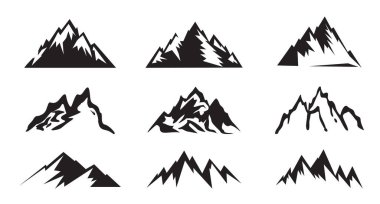 Set Montain outline images. Vector Illustration and logo.