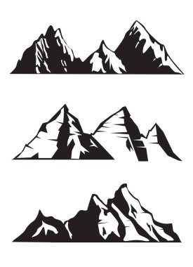Set Montain outline images. Vector Illustration and logo.