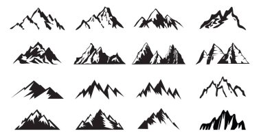 Set Montain outline images. Vector Illustration and logo.