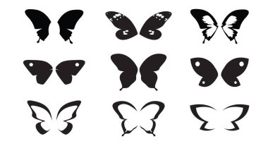 Kara Melek Kanatları seti. Vektör İllüstrasyonu ve özet Simgeleri. Özgürlüğün sembolü.