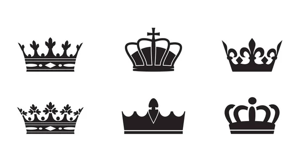 Conjunto Coronas Rey Vectorial Sobre Fondo Blanco Ilustración Vectorial Emblema — Archivo Imágenes Vectoriales