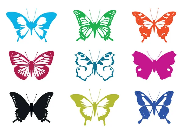 Színes Pillangók Vektor Illusztráció Vázlat Ikonok Szabadság Szimbóluma — Stock Vector