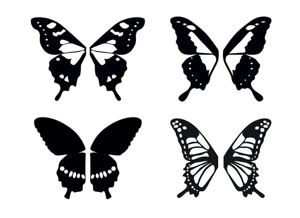 Pillangó Szárnyakat Beállítani Vektor Illusztráció Vázlat Ikonok Szabadság Szimbóluma — Stock Vector