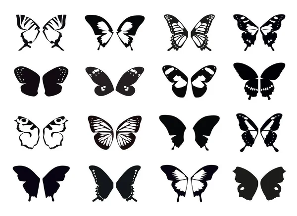 Set Butterfly Wings Vector Illustration Outline Icons Symbol Freedom — Wektor stockowy