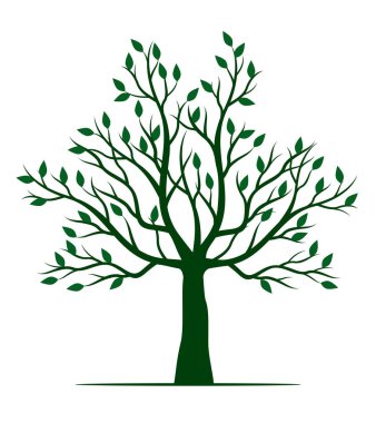 Yeşil Ağaç. Vektör taslağı çizimi. Bahçede Bitki.