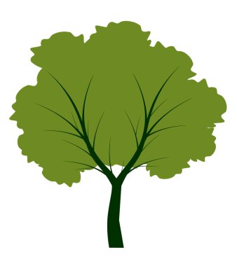 Shape of green Tree with leaves. Vector outline Illustration. Plant in Garden.