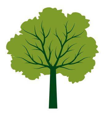 Shape of green Tree with leaves. Vector outline Illustration. Plant in Garden.