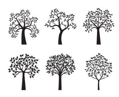Set Trees and Leaves. Vector Illustration. Collection of icons.
