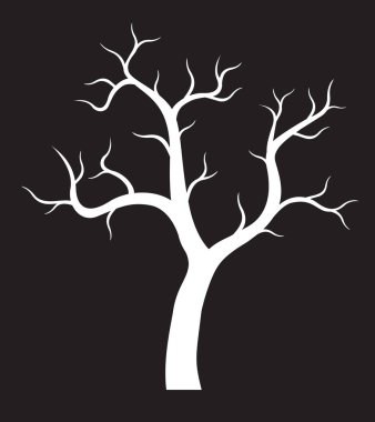 Shape of white Tree with Roots. Vector outline Illustration. Plant in Garden.