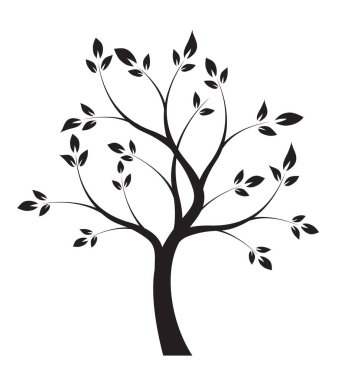 Yapraklı Kara Ağaç şekli. Vektör taslağı çizimi. Bahçede Bitki.