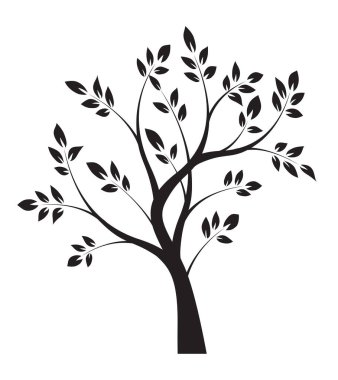 Yapraklı Kara Ağaç şekli. Vektör taslağı çizimi. Bahçede Bitki.