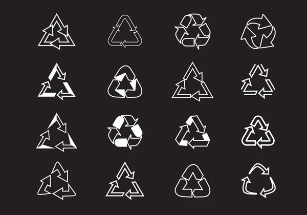 Set Recycle Vector Icons Label Template Eco Circle Arrows Vector — 图库矢量图片