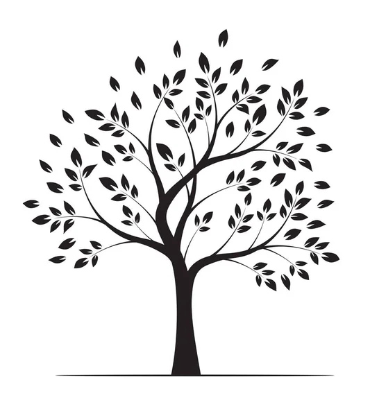 Shape Black Tree Leaves Vector Outline Illustration Plant Garden — Stockvector