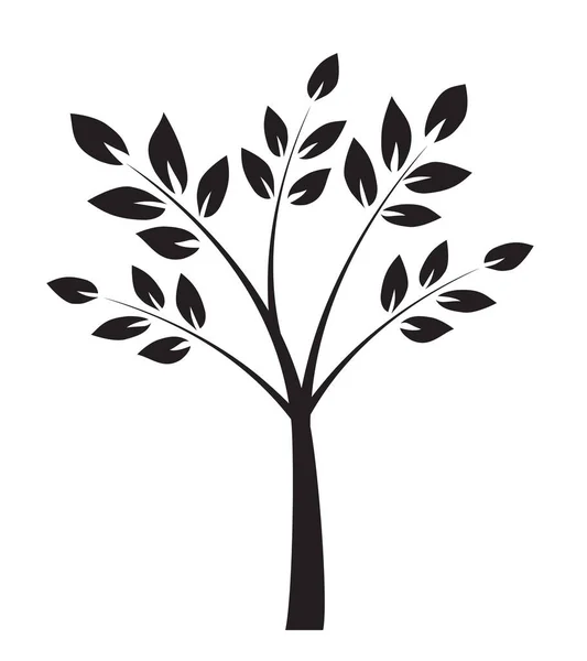 Yapraklı Kara Ağaç Şekli Vektör Taslağı Çizimi Bahçede Bitki — Stok Vektör