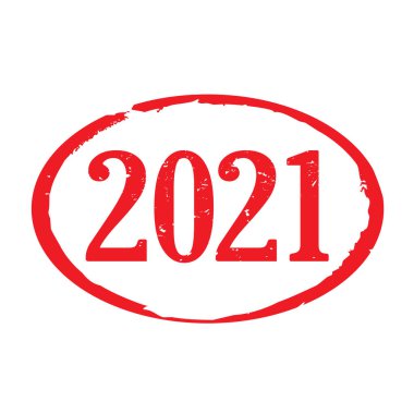 Red rubber stamp and text 2021. Vector Illustration and banner.