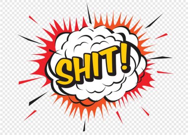 Color comic speech bubble and cool on transparent background. Text shit. Vector Illustration and graphic elements.