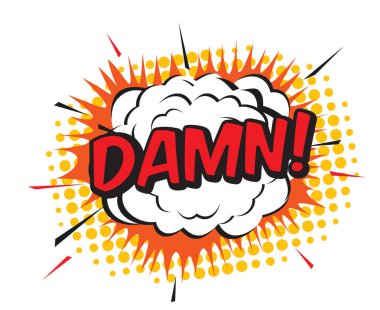 Comic balloon on background and Damn. Vector Illustration.