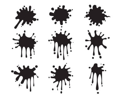 Black splash isolated on transparent background. Vector illustration