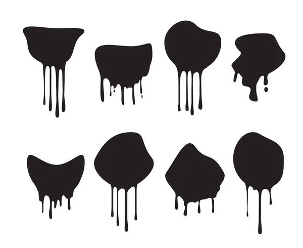 Black Splash Isolated White Background Ink Drips Vector Outline Image — Image vectorielle