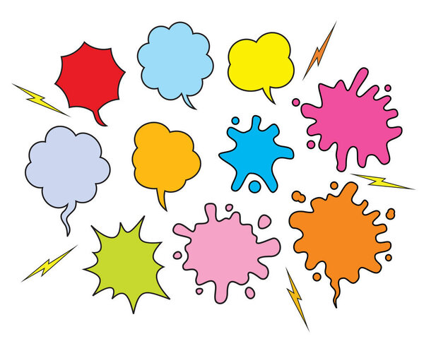 Набор комических речевых шариков на белом фоне. Векторная миграция.