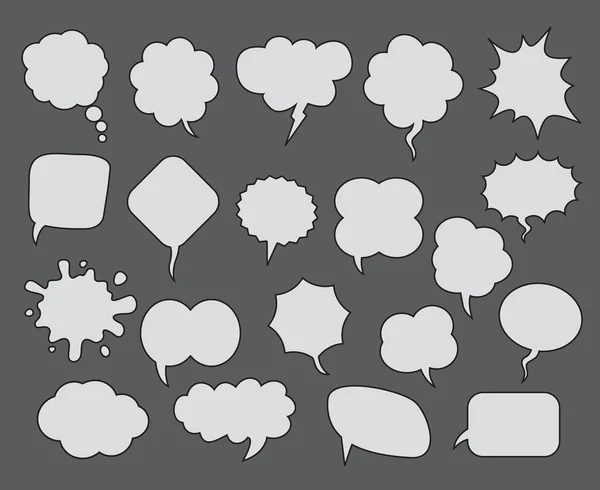 Set Comic Speech Balloons Grey Background Vector Illustration — Image vectorielle