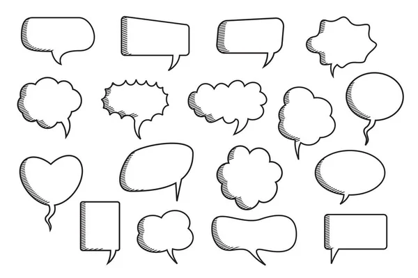 Set Empty Comic Speech Balloons White Background Vector Illustration — Stockvektor