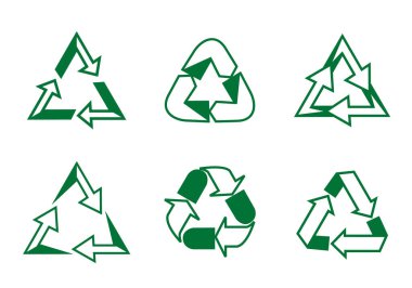 Set recycle vector icons. Label template. Eco circle arrows. Vector outline Icons.