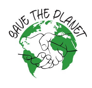 Gezegen simgesini ve amblemini kurtar. Vektör İllüstrasyonu. Vektör simgesi.