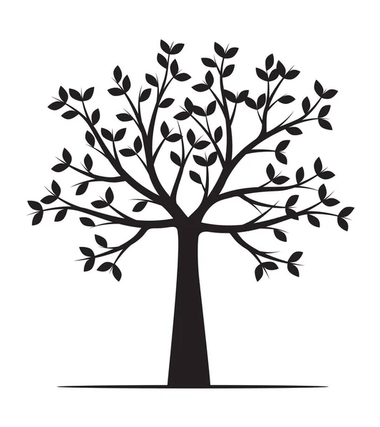 Shape Black Tree Leaves Vector Outline Illustration Plant Garden — 스톡 벡터