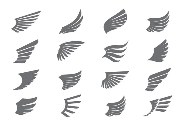 Набір Чорних Крил Векторні Ілюстрації Контурні Піктограми Символ Свободи — стоковий вектор