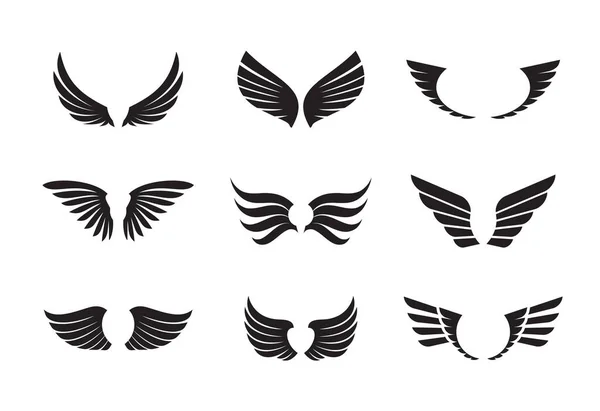 Set Der Black Wings Vektorillustration Und Umrisse Von Symbolen Symbol — Stockvektor