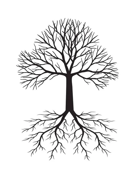 Black Tree Roots Vector Outline Illustration — стоковый вектор