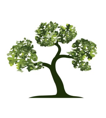 Yeşil Ağaç. Vektör taslağı çizimi. Bahçede Bitki.