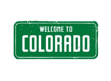 Yeşil grunge pankartı. Colorado 'ya hoş geldiniz. Vektör Özet Çizimi.
