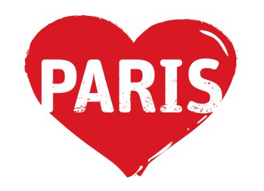 Kırmızı Grunge Heart damgası. Paris 'i seviyorum. Vektör Özet Çizimi.  