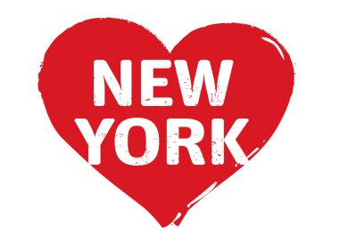 Kırmızı Grunge Heart damgası. New York 'u seviyorum. Vektör Özet Çizimi.  