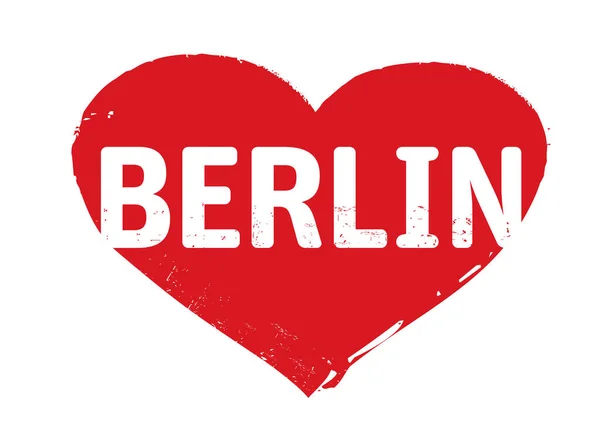 Vörös Grunge Szívpecsét Szeretem Berlin Vektorkörvonal Illusztráció — Stock Vector