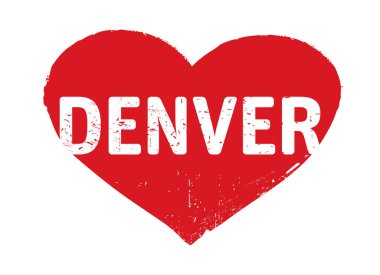 Kırmızı Grunge Heart damgası. DENVER 'i seviyorum. Vektör Özet Çizimi.  