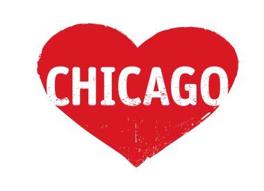 Kırmızı Grunge Heart damgası. Chicago 'yu seviyorum. Vektör Özet Çizimi.  