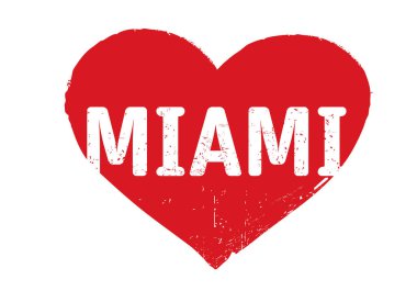 Kırmızı Grunge Heart damgası. MIAMI Vektör Tasviri 'ne bayılıyorum..  